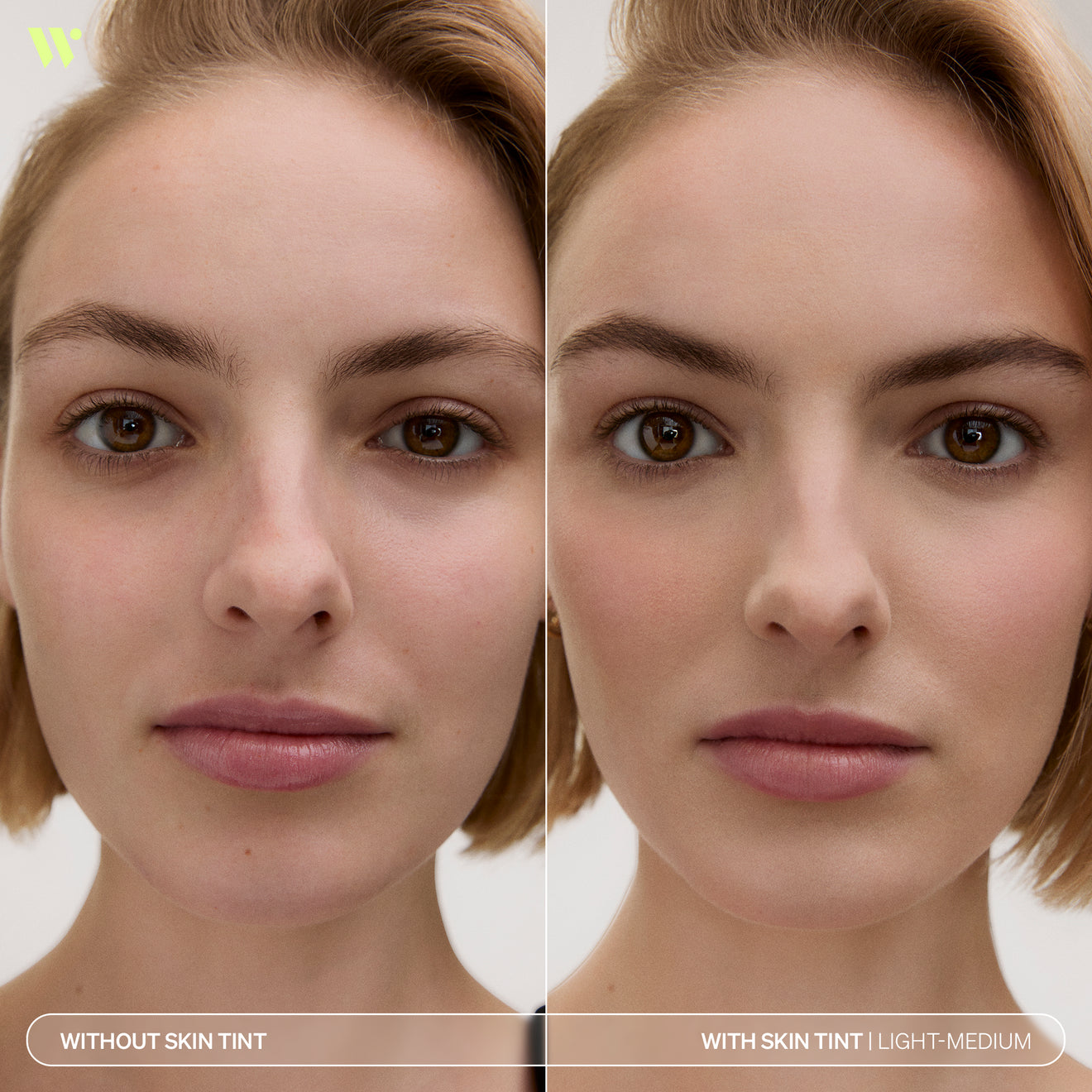 Featuring You Hydrating Skin Enhancing Tint SPF30 in light-medium shade before & after