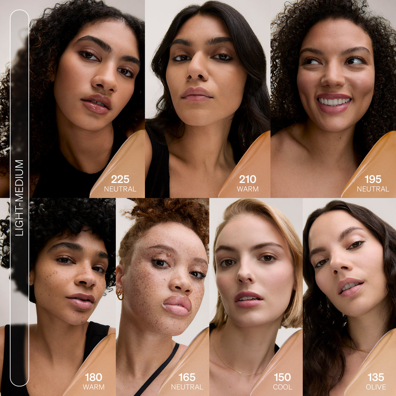 Featuring You Hydrating Skin Enhancing Tint SPF30 shade grids for light-medium shades 