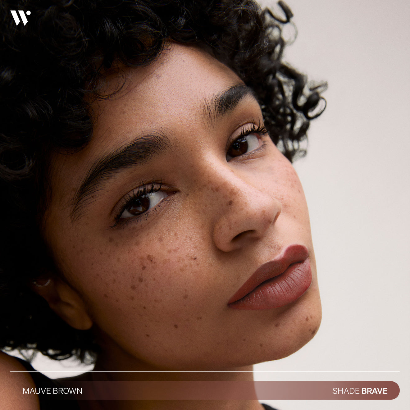 Word of Mouth Matte Lipstick in Shade Brave on Model 1